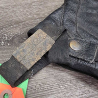 Pr Leather Half Chaps, Back Zipper *fair, split zipper to, stretched & puckered elastic, faded, rubs, rubs
