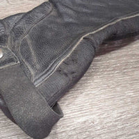 Pr Leather Half Chaps, Back Zipper *fair, split zipper to, stretched & puckered elastic, faded, rubs, rubs
