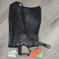 Pr Leather Half Chaps, Back Zipper *fair, split zipper to, stretched & puckered elastic, faded, rubs, rubs
