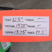 Pr Leather Half Chaps, Back Zipper *fair, split zipper to, stretched & puckered elastic, faded, rubs, rubs
