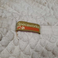 Quilt Sheepskin Half Pad, rolled edges *gc, older, clumpy, stains, pilly, cut tabs, mnr dirt, hair, puckers, rubs, threads
