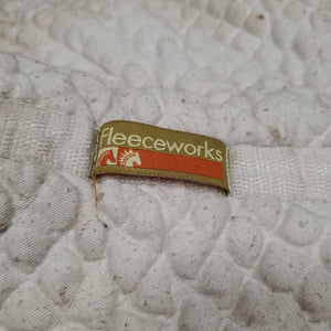 Quilt Sheepskin Half Pad, rolled edges *gc, older, clumpy, stains, pilly, cut tabs, mnr dirt, hair, puckers, rubs, threads