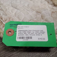 Quilt Sheepskin Half Pad, rolled edges *gc, older, clumpy, stains, pilly, cut tabs, mnr dirt, hair, puckers, rubs, threads
