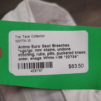 Euro Seat Breeches *vgc/gc. mnr stains, undone stitching, rubs, pills, puckered knees, older, snags
