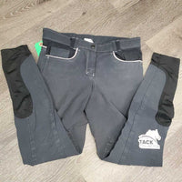Euro Seat Breeches *gc, v.faded, puckered?shrunk knees, edge rubs, undone zip stitching, rubs, discolored seat/legs
