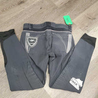 Euro Seat Breeches *gc, v.faded, puckered?shrunk knees, edge rubs, undone zip stitching, rubs, discolored seat/legs
