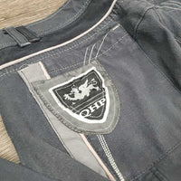 Euro Seat Breeches *gc, v.faded, puckered?shrunk knees, edge rubs, undone zip stitching, rubs, discolored seat/legs
