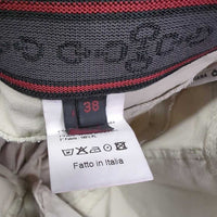 Euro Seat Breeches *gc, older, discolored seat & legs, shrunk?puckered, stains, seam puckers, threads, seam pulls & thin spot
