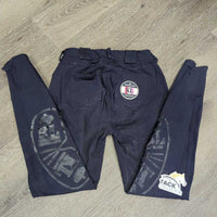 Euro Seat Breeches *gc/fair, dirty, hairy, v.rubbed & pilly seat, undone seat seam, rubs, pills, peeling stickies
