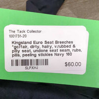 Euro Seat Breeches *gc/fair, dirty, hairy, v.rubbed & pilly seat, undone seat seam, rubs, pills, peeling stickies
