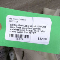 JUNIORS Euro Seat Breeches *gc/fair, v.stained seat & legs, knee rubs, curled waist
