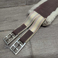 Nylon Web Fleece Girth, 2x els, D Ring *gc, dirty, hairy, clumpy, folded tops & edges, els rubs & frays
