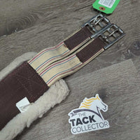 Nylon Web Fleece Girth, 2x els, D Ring *gc, dirty, hairy, clumpy, folded tops & edges, els rubs & frays
