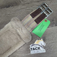 Nylon Web Fleece Girth, 2x els, D Ring *gc, dirty, hairy, clumpy, folded tops & edges, els rubs & frays
