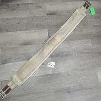 Nylon Web Fleece Girth, 2x els, D Ring *gc, dirty, hairy, clumpy, folded tops & edges, els rubs & frays
