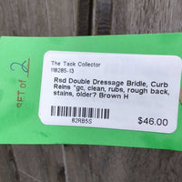 Rsd Double Dressage Bridle, Curb Reins *gc, clean, rubs, rough back, stains, older?
