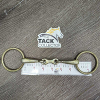 Thin French Link Loose Ring Bradoon Bit, flat Center Bar *gc/fair, thick dirt/gunk, stains, scratches, rubs, scuffs, older, oxidized
