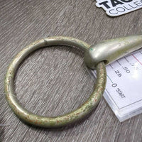 Thin French Link Loose Ring Bradoon Bit, flat Center Bar *gc/fair, thick dirt/gunk, stains, scratches, rubs, scuffs, older, oxidized
