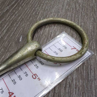 Thin French Link Loose Ring Bradoon Bit, flat Center Bar *gc/fair, thick dirt/gunk, stains, scratches, rubs, scuffs, older, oxidized
