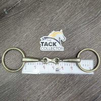 Thin French Link Loose Ring Bradoon Bit, flat Center Bar *gc/fair, thick dirt/gunk, stains, scratches, rubs, scuffs, older, oxidized
