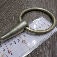 Thin French Link Loose Ring Bradoon Bit, flat Center Bar *gc/fair, thick dirt/gunk, stains, scratches, rubs, scuffs, older, oxidized
