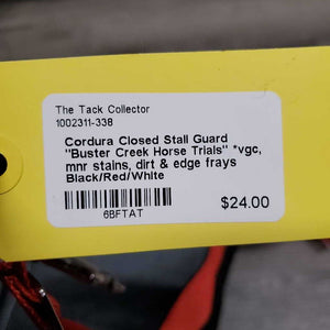 Cordura Closed Stall Guard "Buster Creek Horse Trials" *vgc, mnr stains, dirt & edge frays