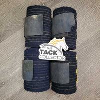 4 Stretchy Exercise Leg Wraps, silicone inner grips *gc, clean, faded, edge rubs & pills, fuzzy, hairy, older
