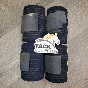 4 Stretchy Exercise Leg Wraps, silicone inner grips *gc, clean, faded, edge rubs & pills, fuzzy, hairy, older