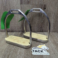 Pr Fine Hvy Stirrup Irons, grips *vgc, clean, mnr dirt/stains, scuffs & scratches

