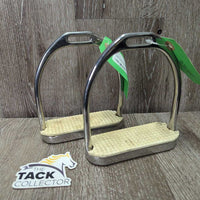 Pr Fine Hvy Stirrup Irons, grips *vgc, clean, mnr dirt/stains, scuffs & scratches
