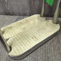 Pr Fine Hvy Stirrup Irons, grips *vgc, clean, mnr dirt/stains, scuffs & scratches
