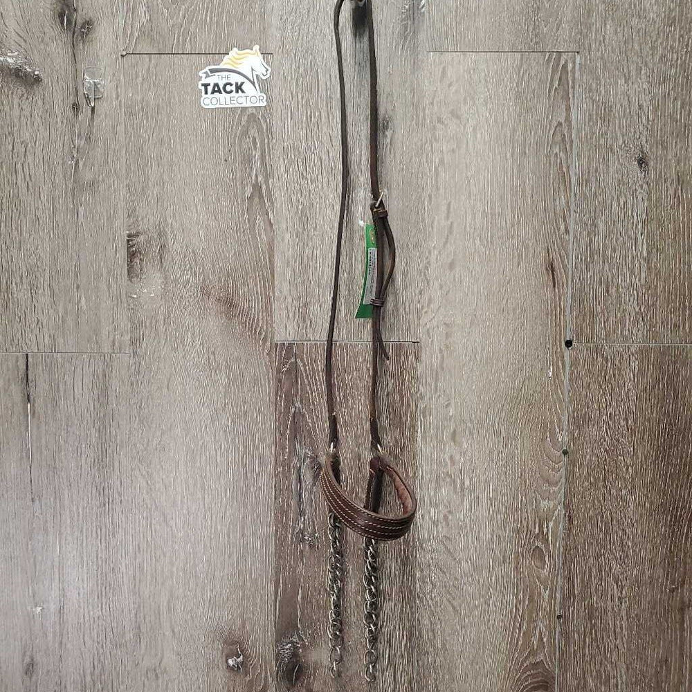 Leather Covered Chain Drop Noseband, split chin chains *vgc, older, clean, stains