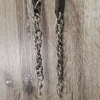 Leather Covered Chain Drop Noseband, split chin chains *vgc, older, clean, stains

