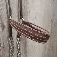 Leather Covered Chain Drop Noseband, split chin chains *vgc, older, clean, stains
