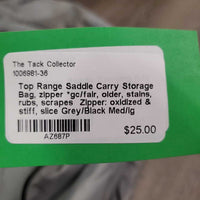 Saddle Carry Storage Bag, zipper *gc/fair, older, stains, rubs, scrapes Zipper: oxidized & stiff, slice
