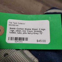 Cotton Stable Sheet, 2 legs *vgc, clean, mnr frays, threads, faded, rubs, pills
