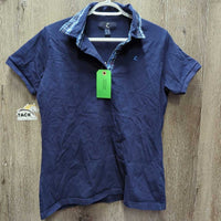 SS Cotton Polo Shirt, 1/4 Button Up *gc, stains, collar creases?shrunk, faded, older
