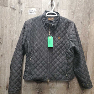 Quilt Jacket, Zipper *gc, pocket full of treats & dust, older, puckers