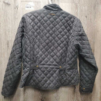 Quilt Jacket, Zipper *gc, pocket full of treats & dust, older, puckers
