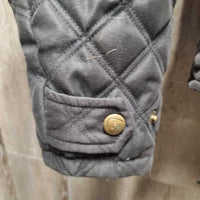 Quilt Jacket, Zipper *gc, pocket full of treats & dust, older, puckers