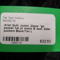 Quilt Jacket, Zipper *gc, pocket full of treats & dust, older, puckers