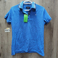 SS Cotton Polo Shirt, 1/4 Button Up *gc, collar stains & creases, faded, older
