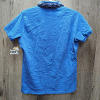 SS Cotton Polo Shirt, 1/4 Button Up *gc, collar stains & creases, faded, older

