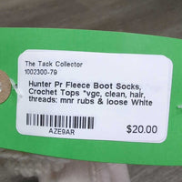 Pr Fleece Boot Socks, Crochet Tops *vgc, clean, hair, threads: mnr rubs & loose
