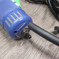 2x Speed Clippers, 10W & 10 Blades, oil, Bag *gc, clean, older, mnr hair, pulled/exposed cord end, worn plastic driver *WORK, SOUND GOOD, dirty bag
