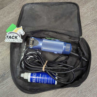 2x Speed Clippers, 10W & 10 Blades, oil, Bag *gc, clean, older, mnr hair, pulled/exposed cord end, worn plastic driver *WORK, SOUND GOOD, dirty bag

