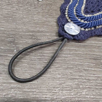 Soundproof Tie Down Crochet Fly Veil Ear Bonnet, 3x bling, 2x piping *vgc, clean, mnr hair, faded, curled bling
