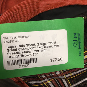 Rain Sheet, 2 legs, "2017 Grand Champion" *xc, clean, mnr threads, stains, mnr wpf