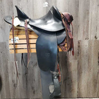 13.5" MW 5.5" Banzet Endurance Saddle, 2x latigos, Stirrups, Hobble Straps, wrapped leathers
