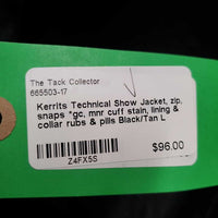 Technical Show Jacket, zip, snaps *gc, mnr cuff stain, lining & collar rubs & pills
